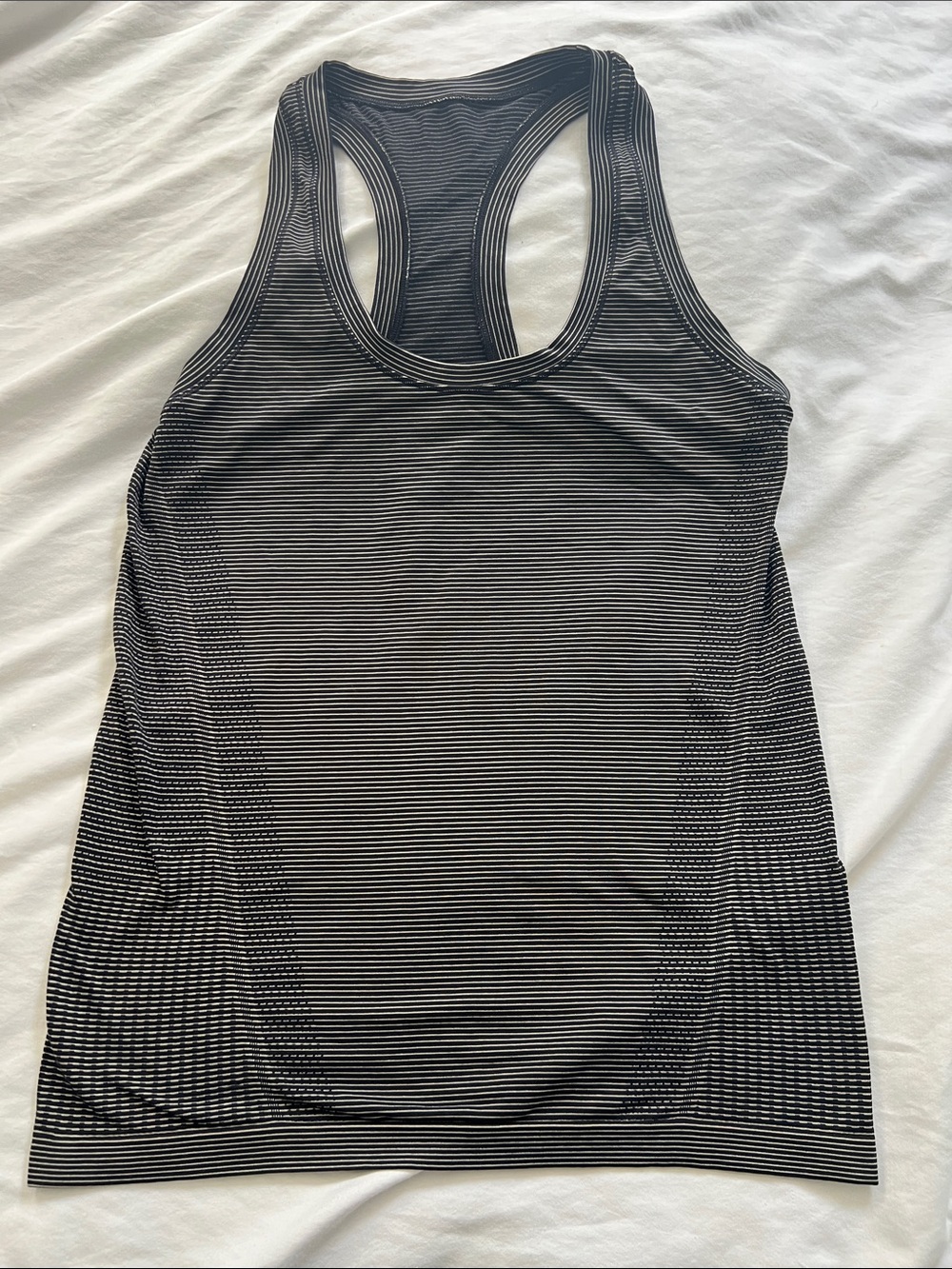 Women’s Racerback Tank Top - Black and White Stripes